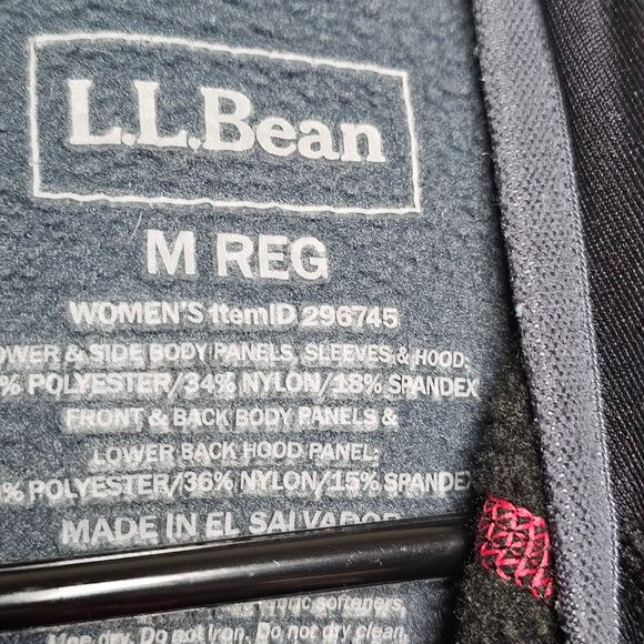 L.L. Bean Hooded full zip sweater black and gray color block pink zip Size M - Picture 6 of 9
